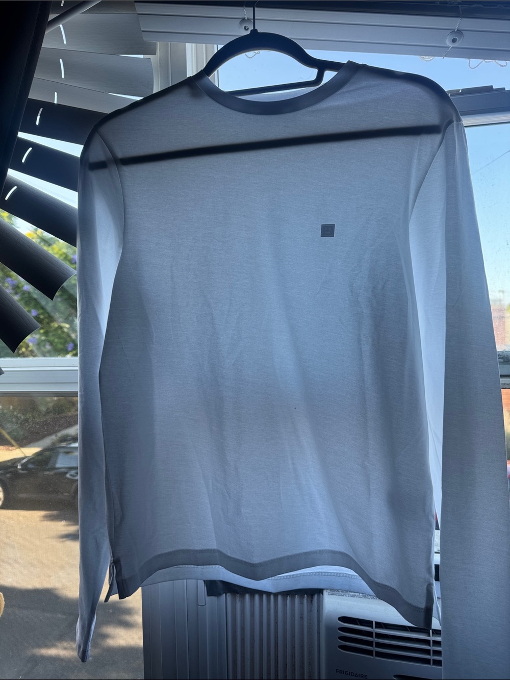 Acne Studios White Long-Sleeve Crewneck with Subtle Square Logo